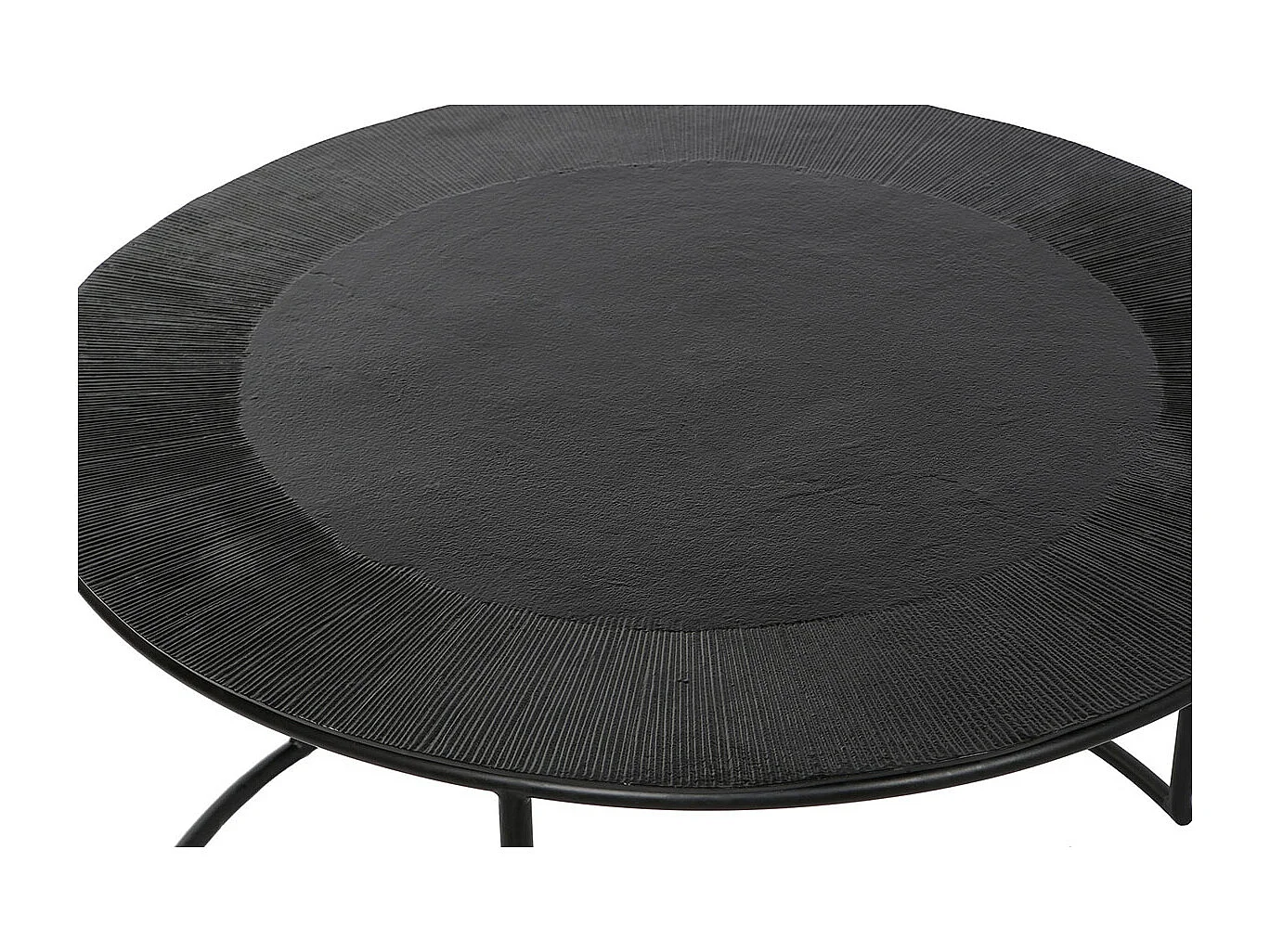 Set de 2 tables d'appoints en aluminium noir et marbre noir