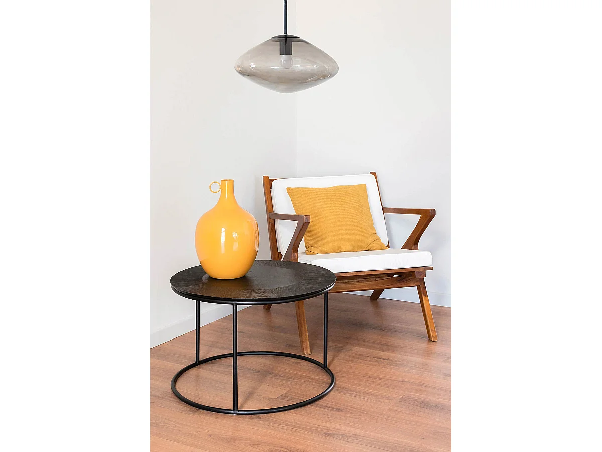 Set de 2 tables d'appoints en aluminium noir et marbre noir