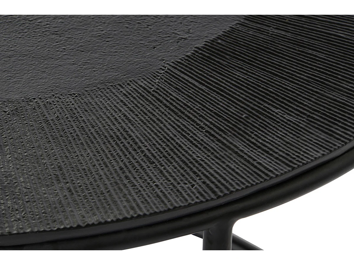 Set de 2 tables d'appoints en aluminium noir et marbre noir