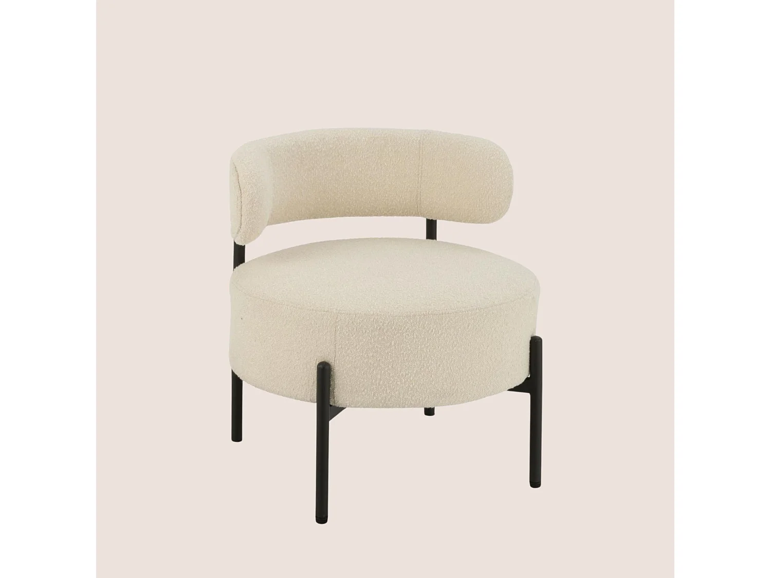 Fauteuil lounge en métal noir et bouclette - GERDA