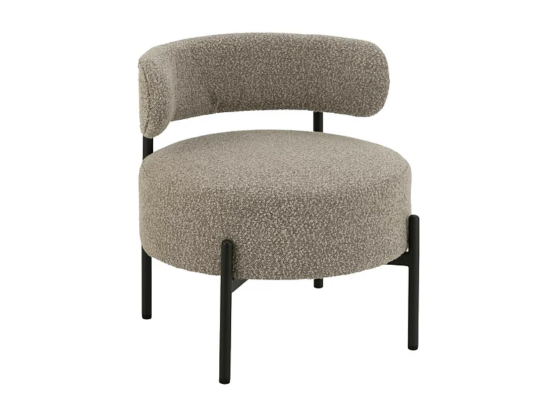 Fauteuil lounge en métal noir et bouclette - GERDA