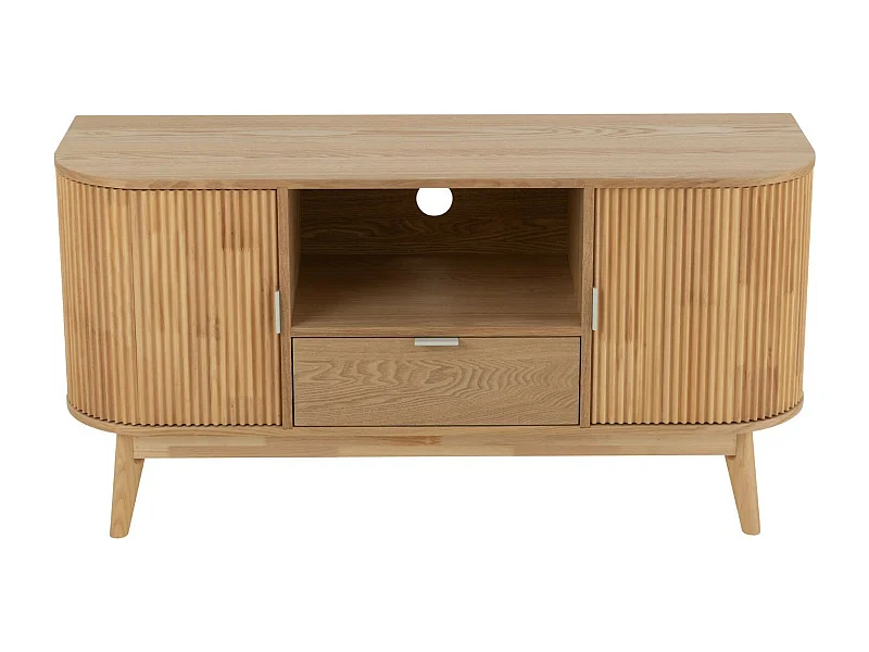 Meuble TV en bois naturel 2 portes 1 tiroir 1 niche - ORIGAMI