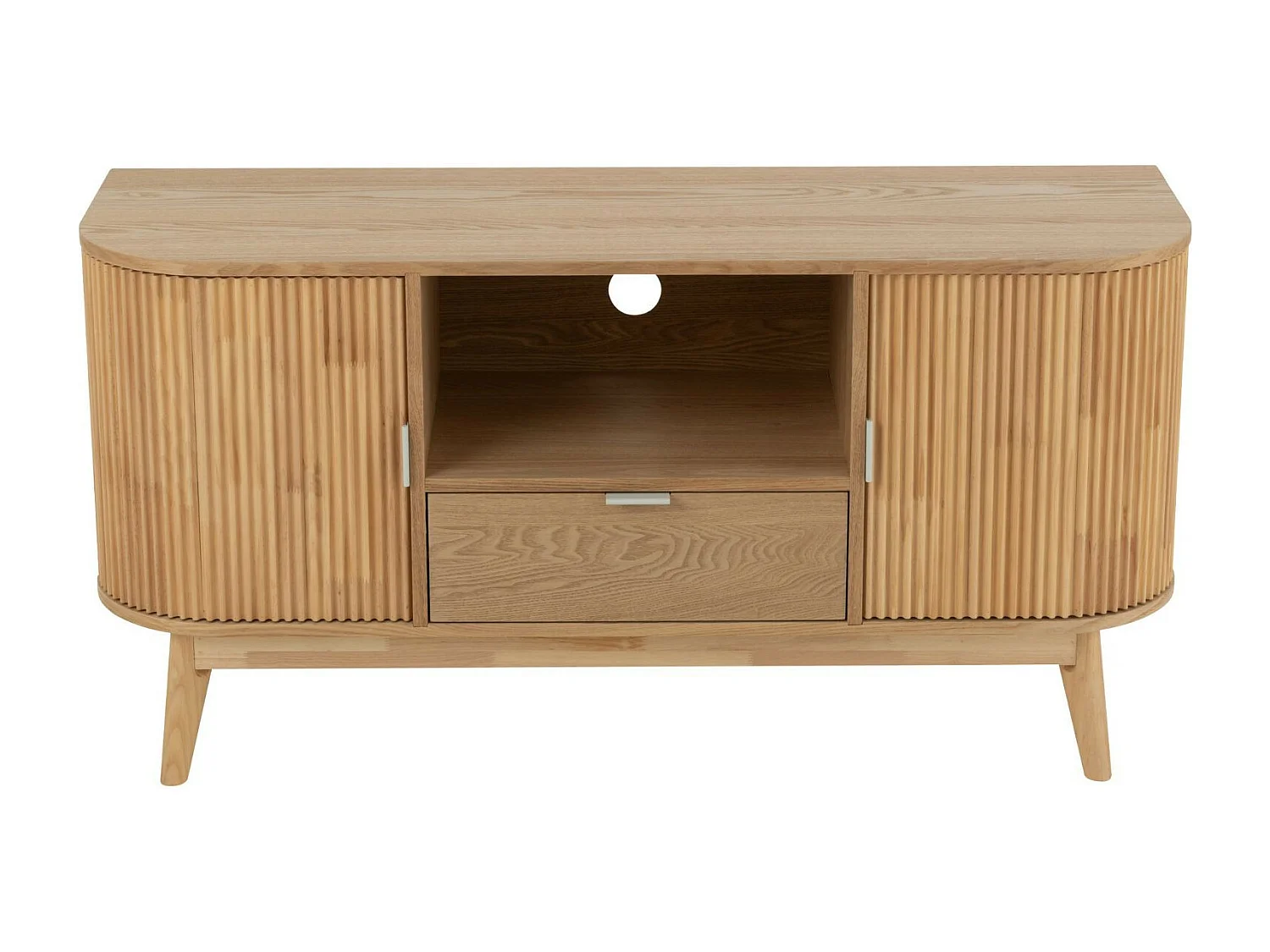 Meuble TV en bois naturel 2 portes 1 tiroir 1 niche - ORIGAMI