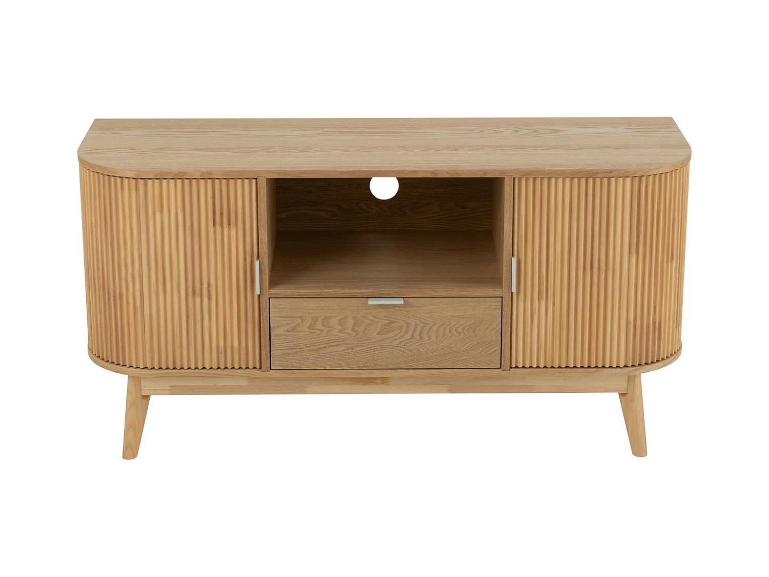Meuble TV en bois naturel 2 portes 1 tiroir 1 niche - ORIGAMI