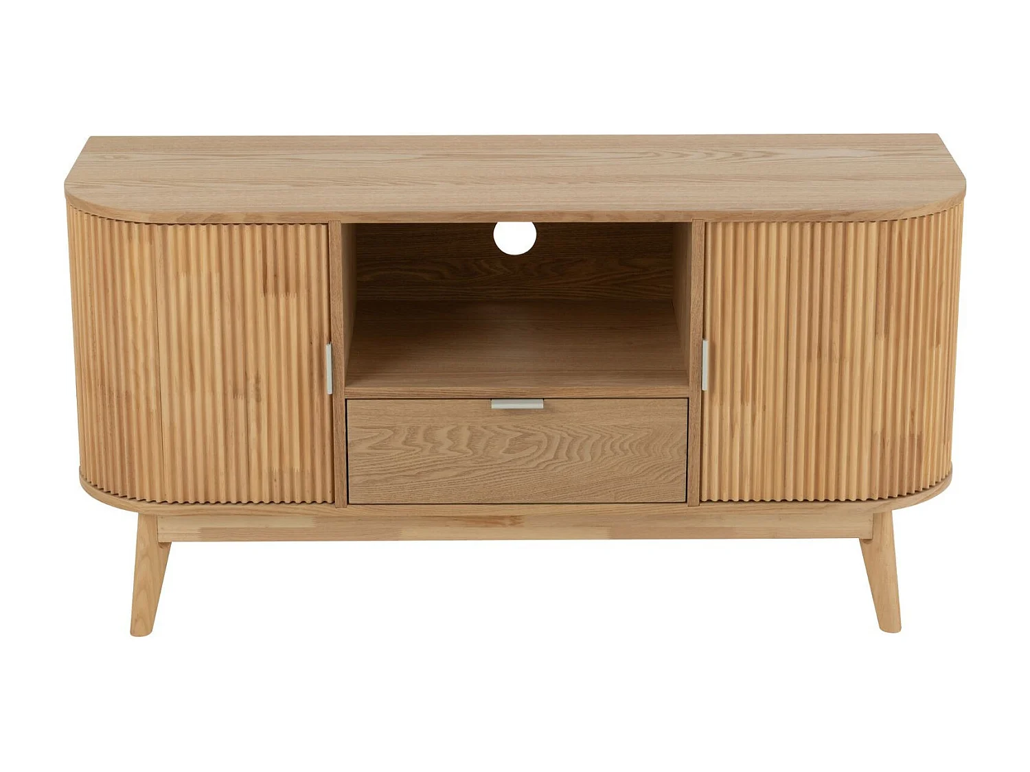 Meuble TV en bois naturel 2 portes 1 tiroir 1 niche - ORIGAMI