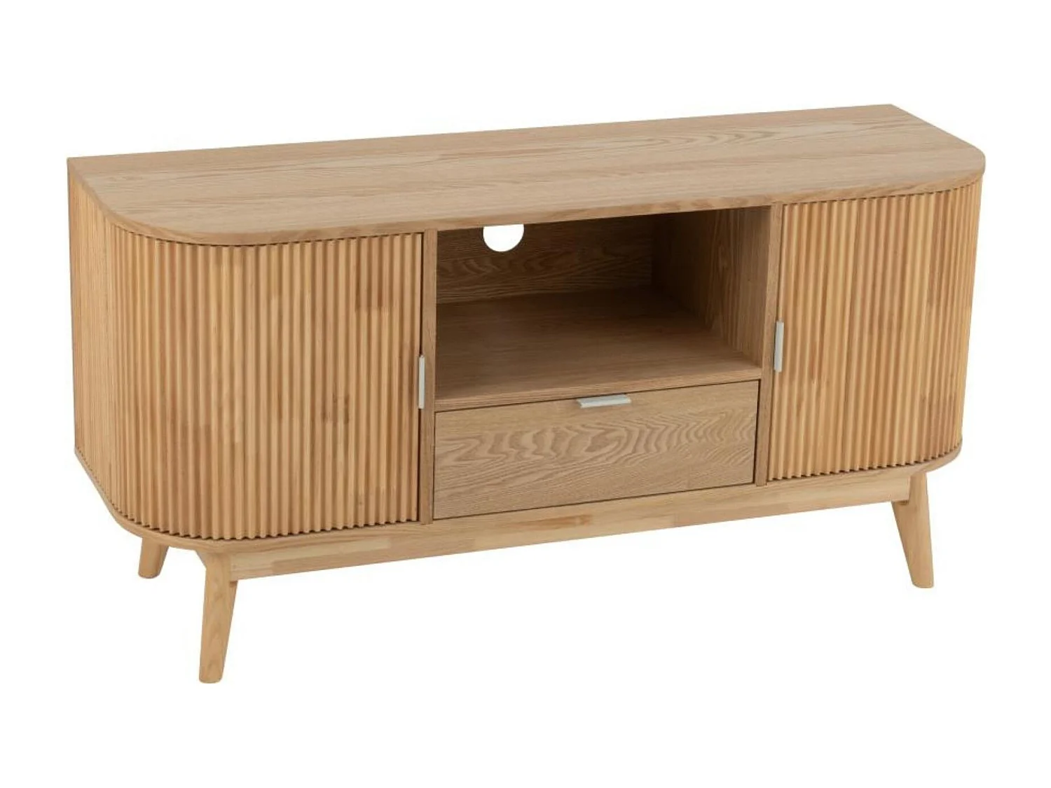 Meuble TV en bois naturel 2 portes 1 tiroir 1 niche - ORIGAMI