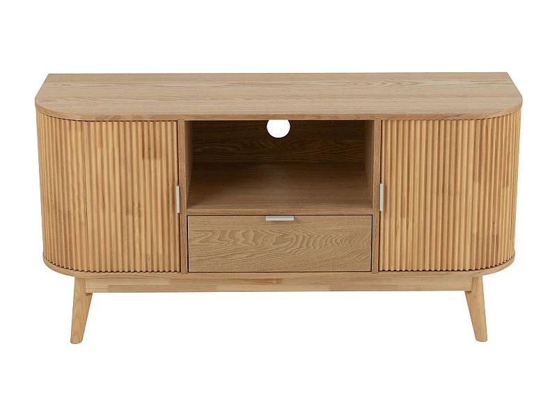 Meuble TV en bois naturel 2 portes 1 tiroir 1 niche - ORIGAMI