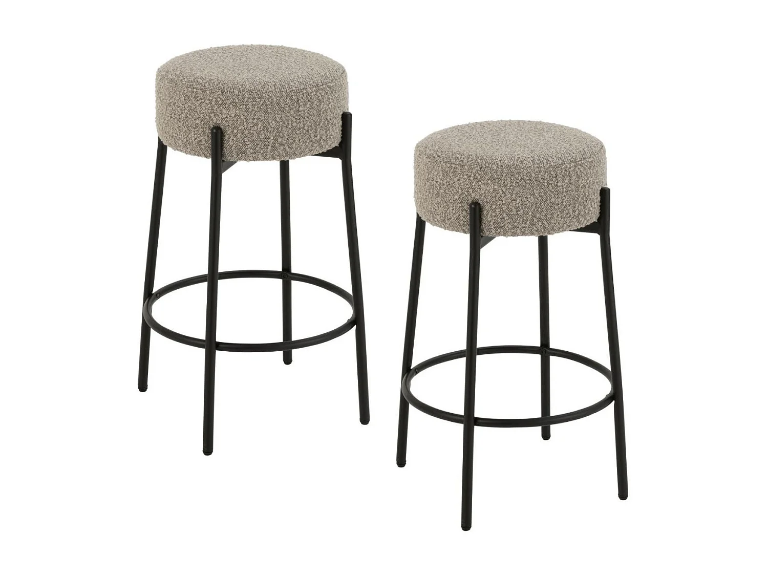Tabourets de bar en métal noir et bouclette (lot de 2) - GERDA