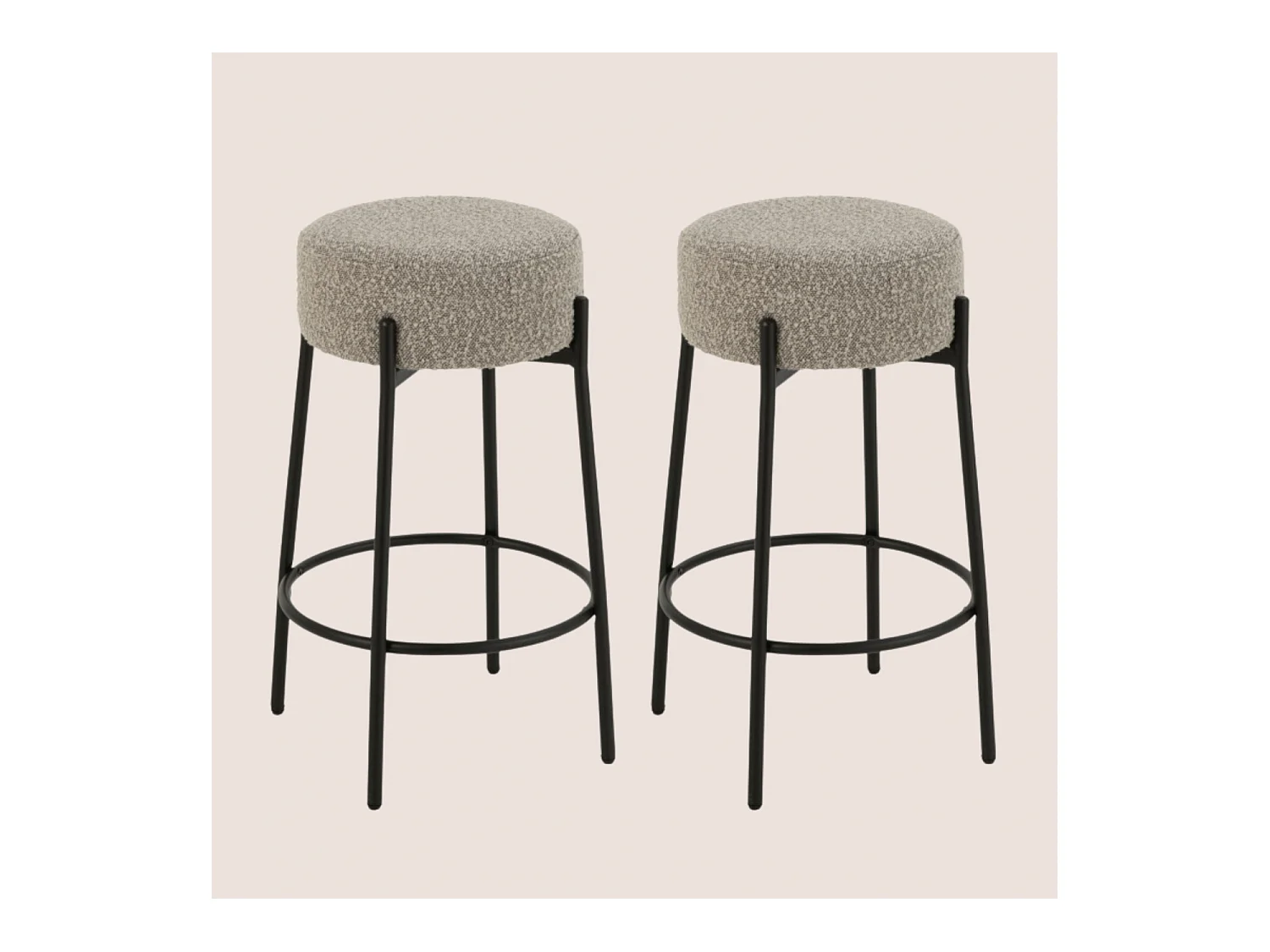 Tabourets de bar en métal noir et bouclette (lot de 2) - GERDA