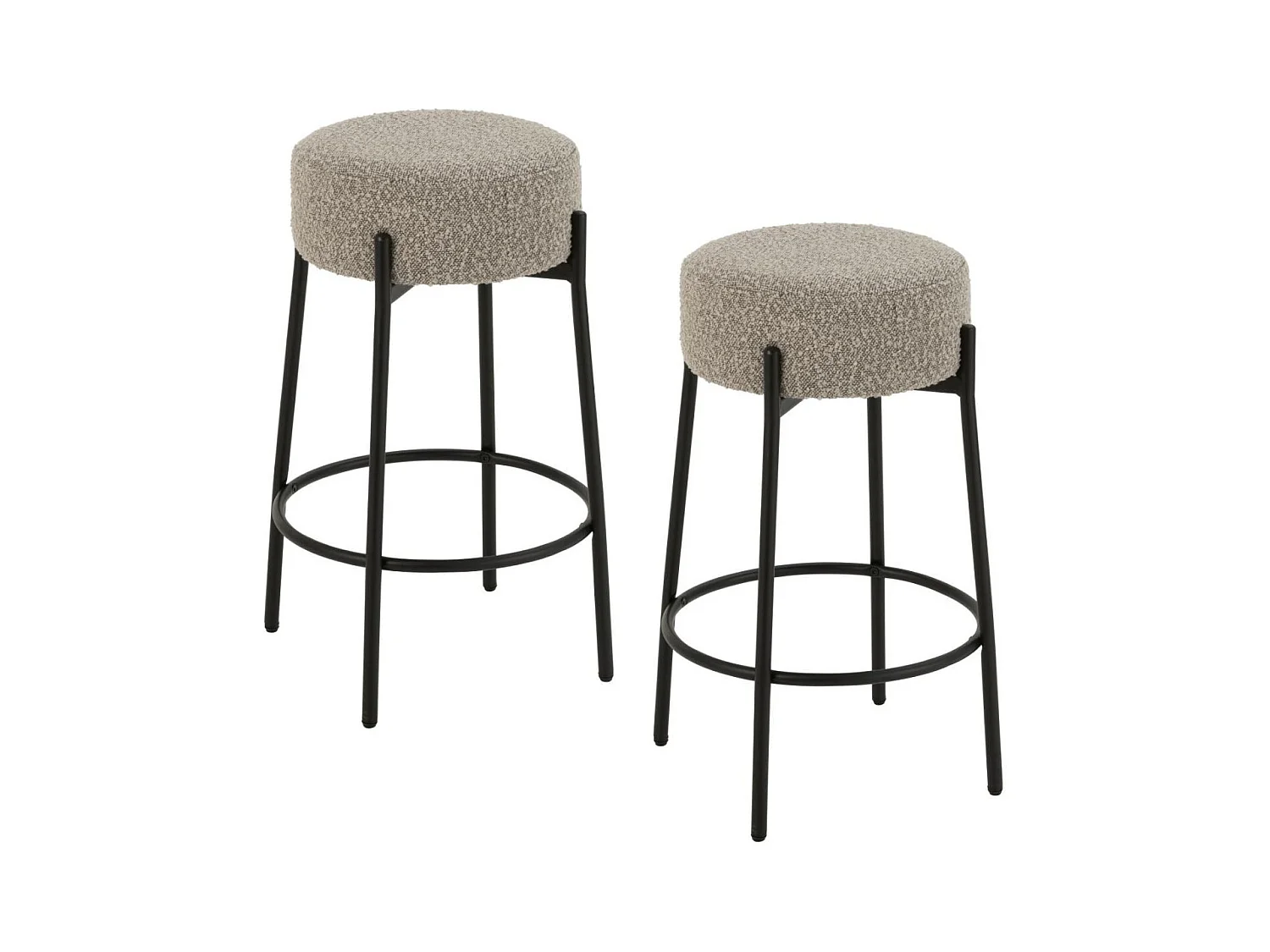 Tabourets de bar en métal noir et bouclette (lot de 2) - GERDA