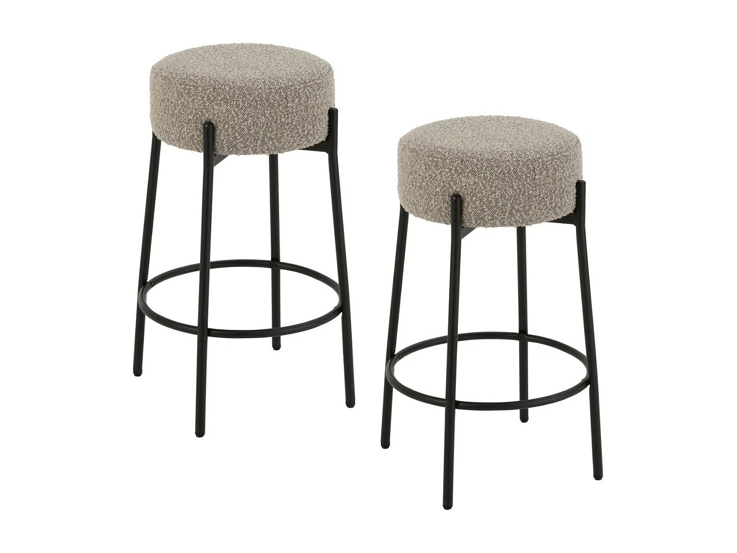 Tabourets de bar en métal noir et bouclette (lot de 2) - GERDA