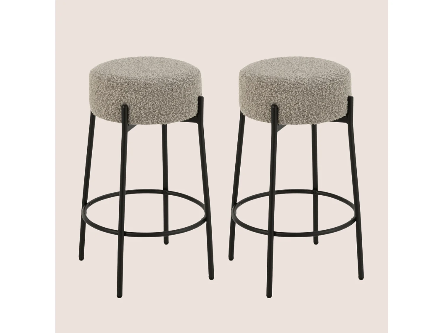 Tabourets de bar en métal noir et bouclette (lot de 2) - GERDA
