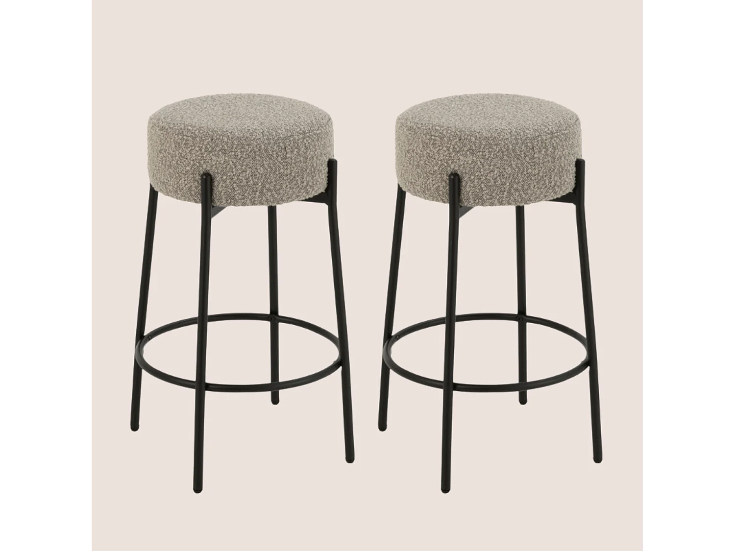 Tabourets de bar en métal noir et bouclette (lot de 2) - GERDA