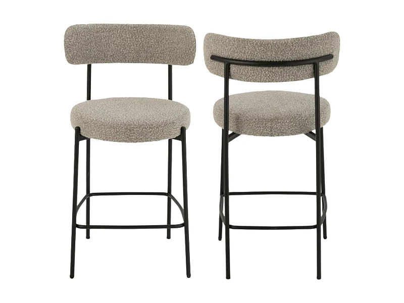 Chaises de bar en métal noir et bouclette (lot de 2) - GERDA