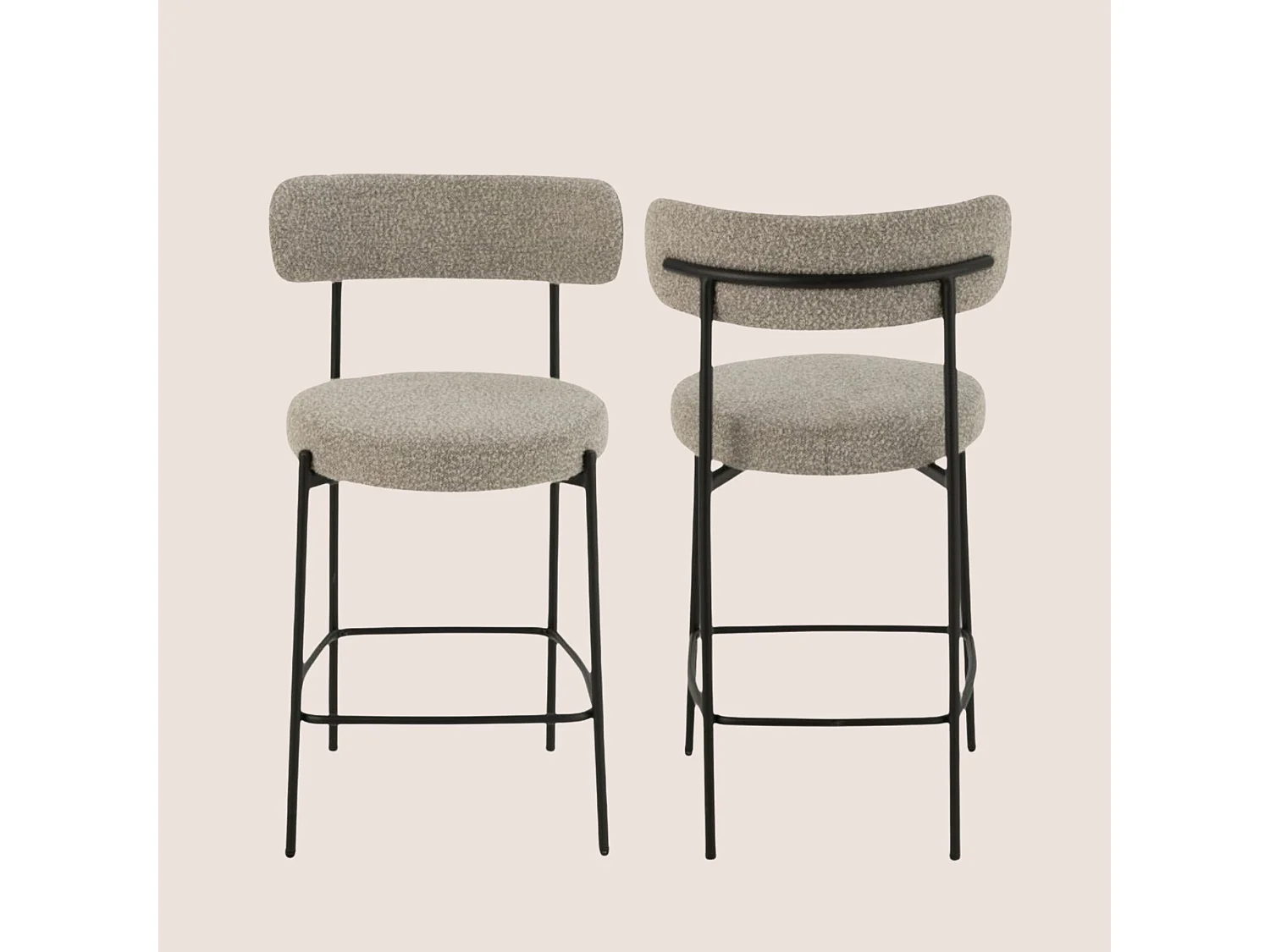 Chaises de bar en métal noir et bouclette (lot de 2) - GERDA