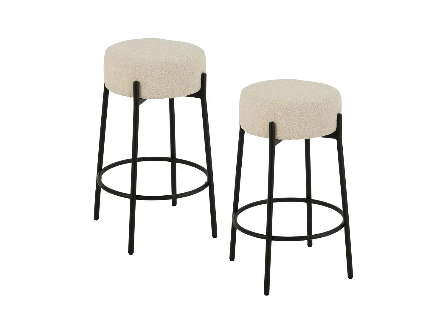 Tabourets de bar en métal noir et bouclette (lot de 2) - GERDA