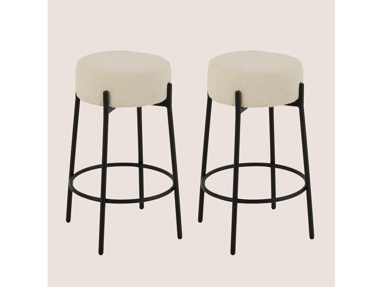 Tabourets de bar en métal noir et bouclette (lot de 2) - GERDA