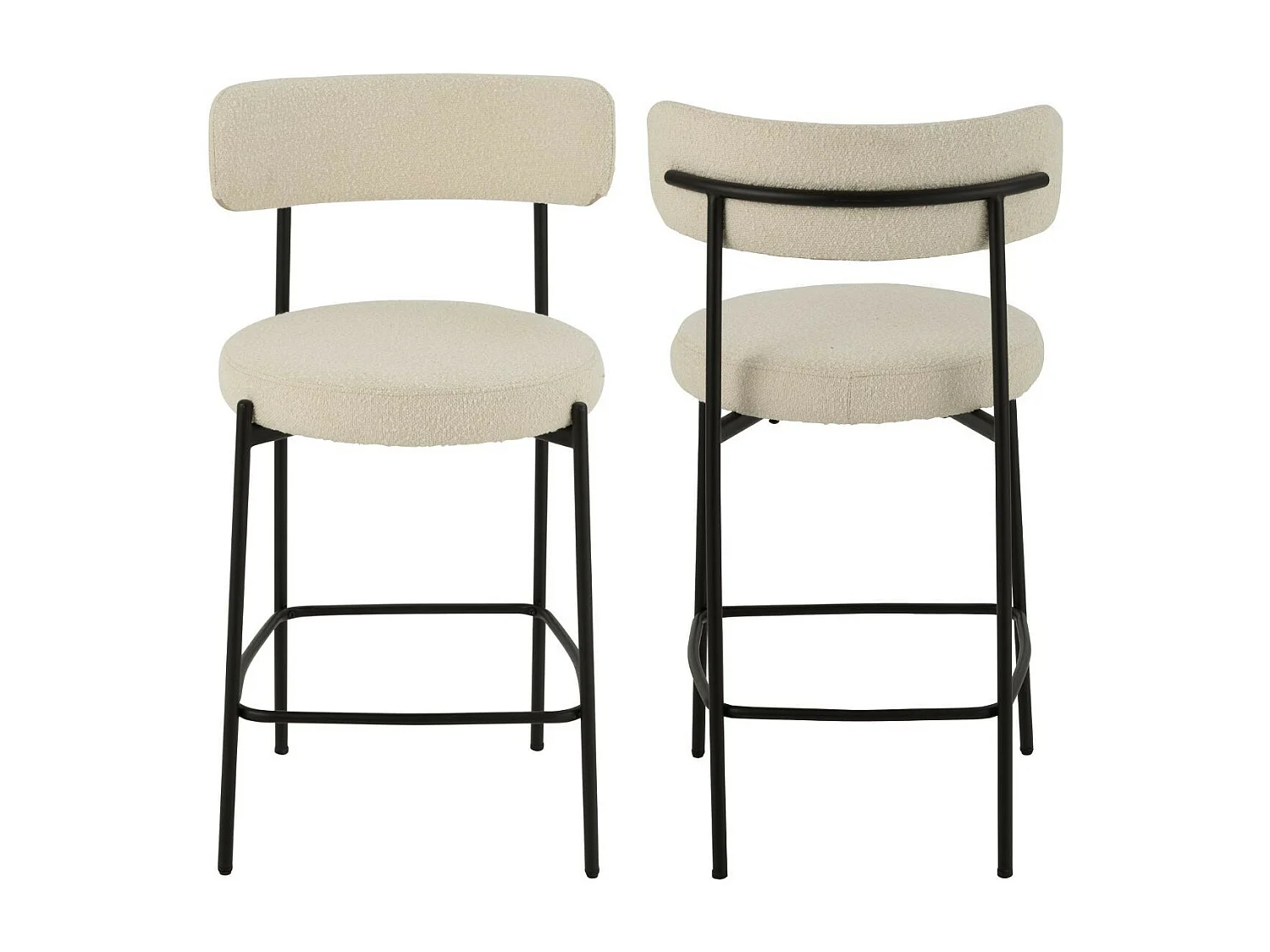 Chaises de bar en métal noir et bouclette (lot de 2) - GERDA