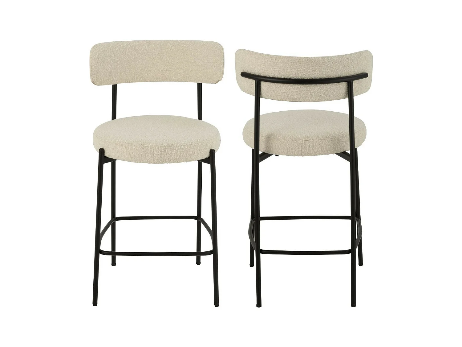 Chaises de bar en métal noir et bouclette (lot de 2) - GERDA