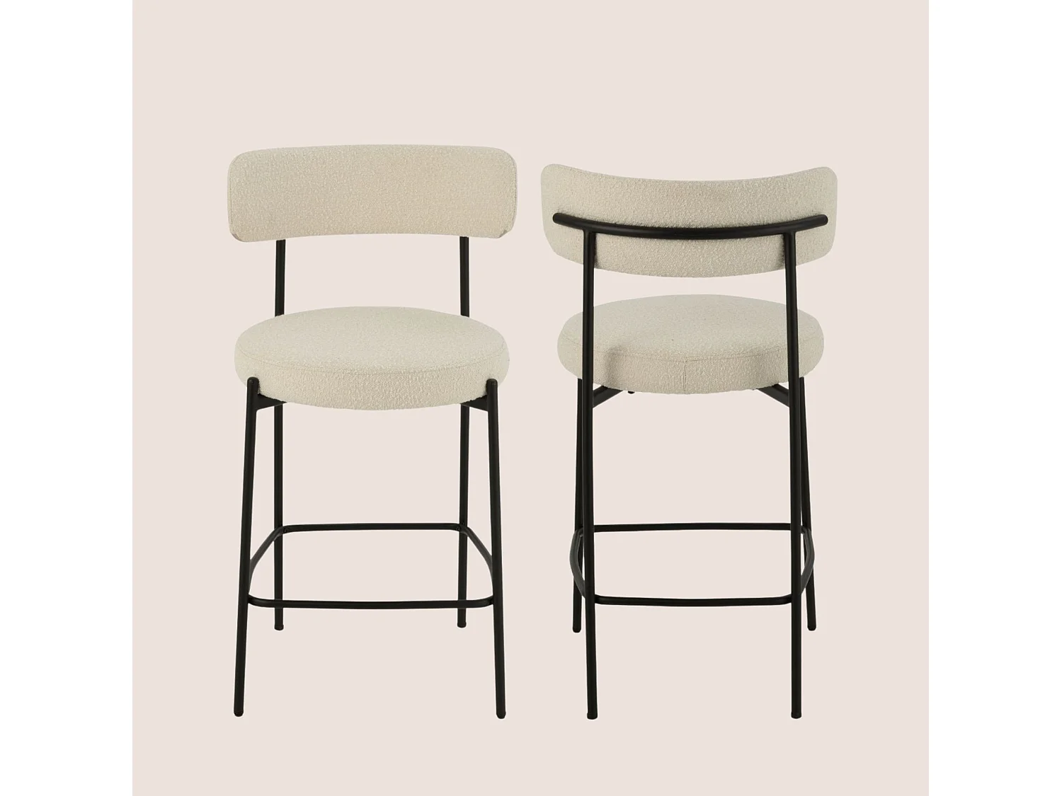 Chaises de bar en métal noir et bouclette (lot de 2) - GERDA