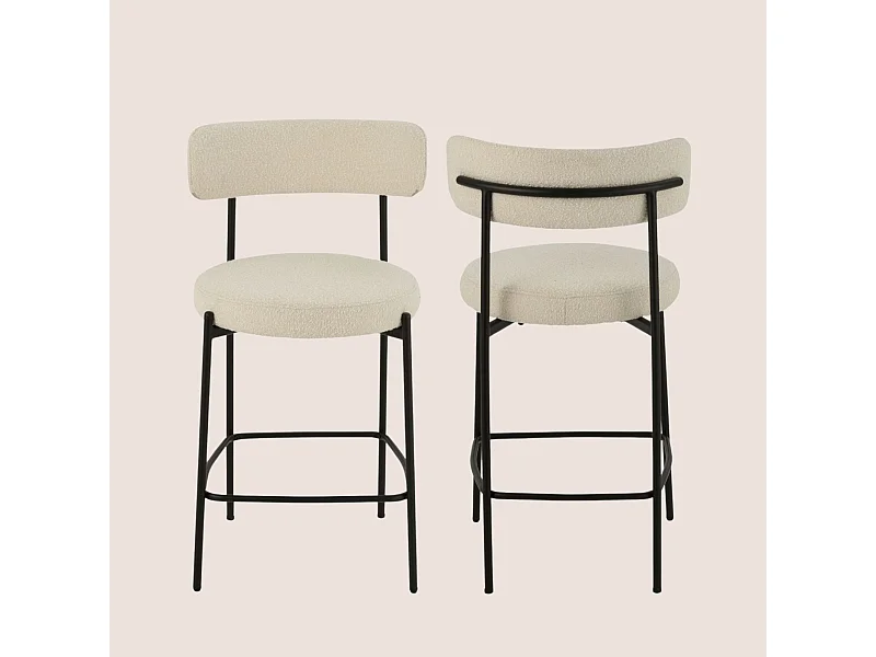 Chaises de bar en métal noir et bouclette (lot de 2) - GERDA