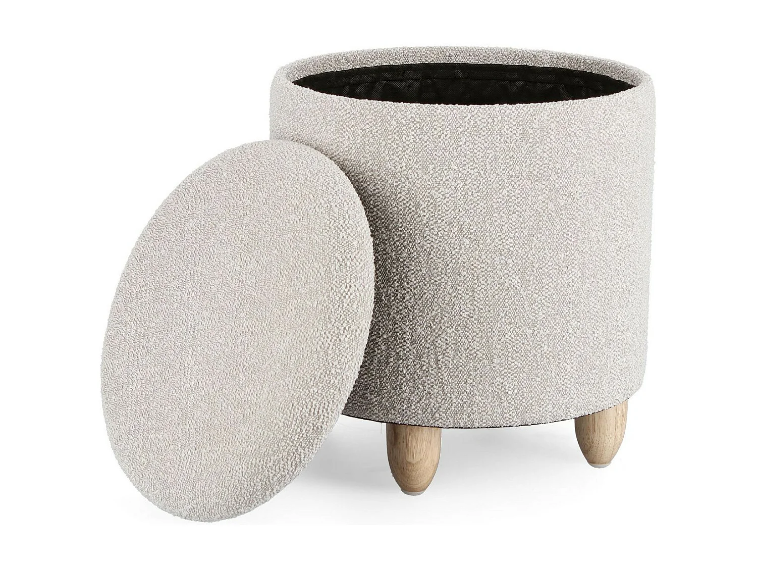 Tabouret pouf avec rangement en tissu bouclé D36 - ZACK
