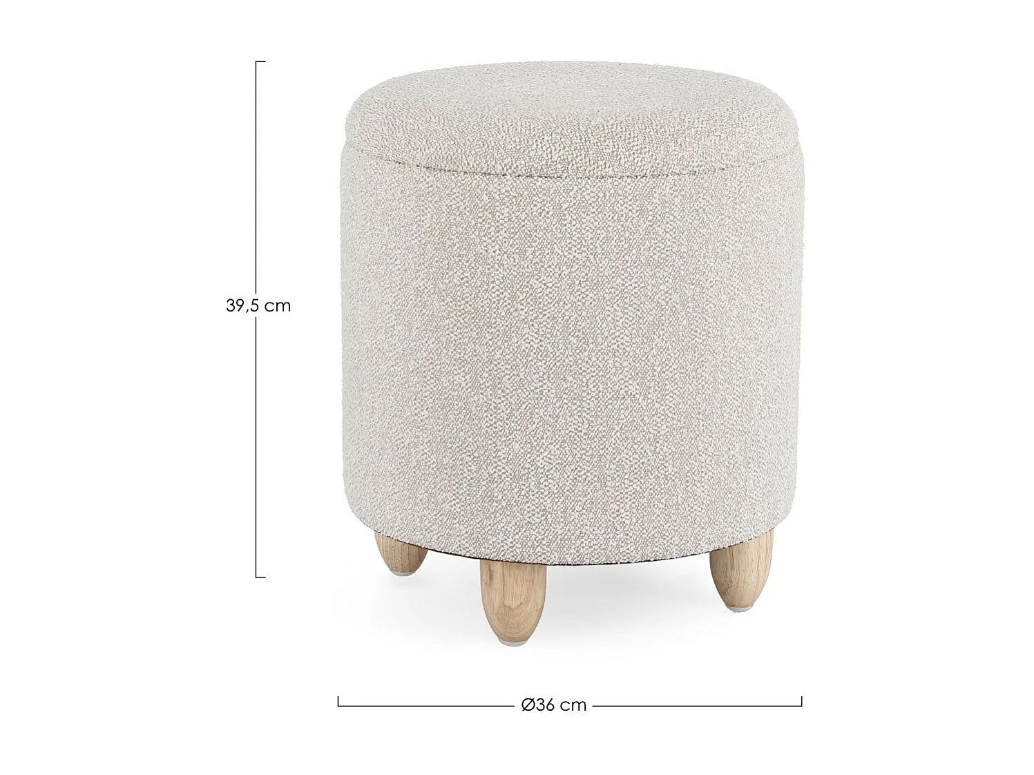 Tabouret pouf avec rangement en tissu bouclé D36 - ZACK