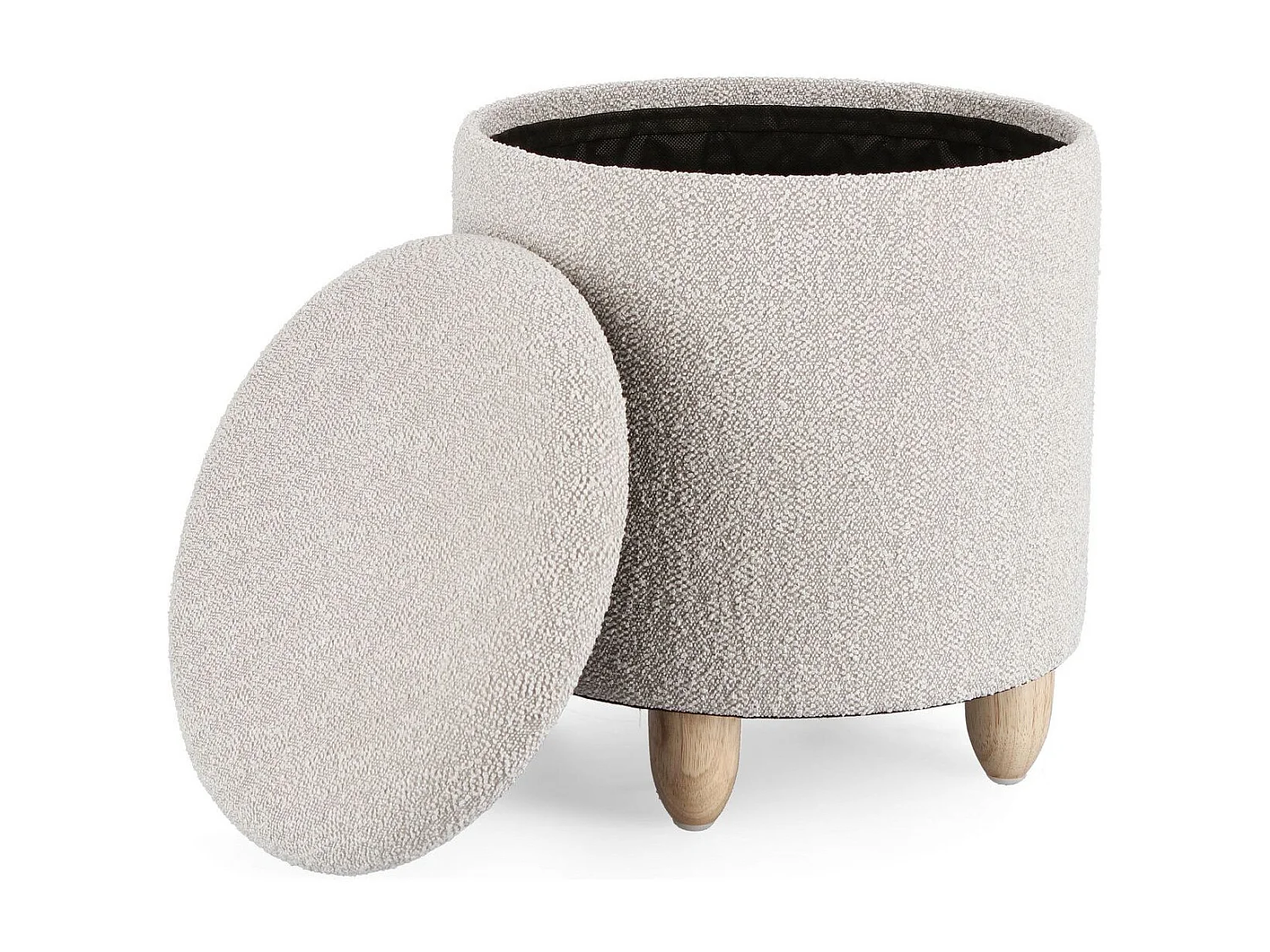 Tabouret pouf avec rangement en tissu bouclé D36 - ZACK