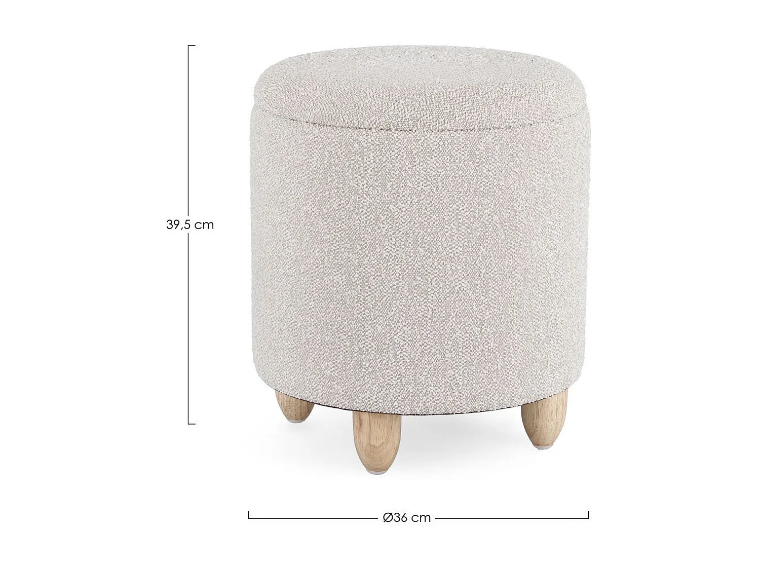 Tabouret pouf avec rangement en tissu bouclé D36 - ZACK