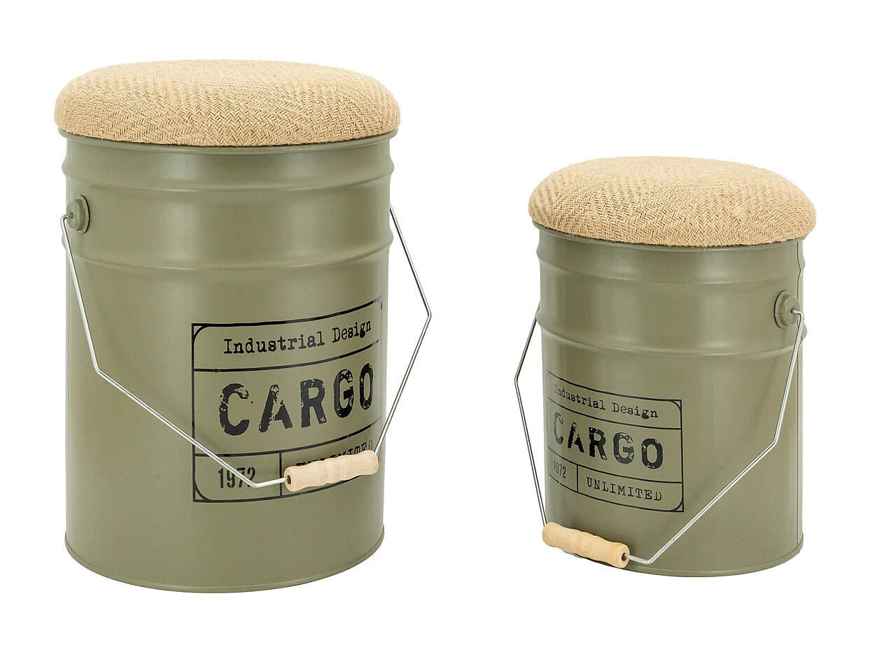 Tabouret/coffre en métal Cargo