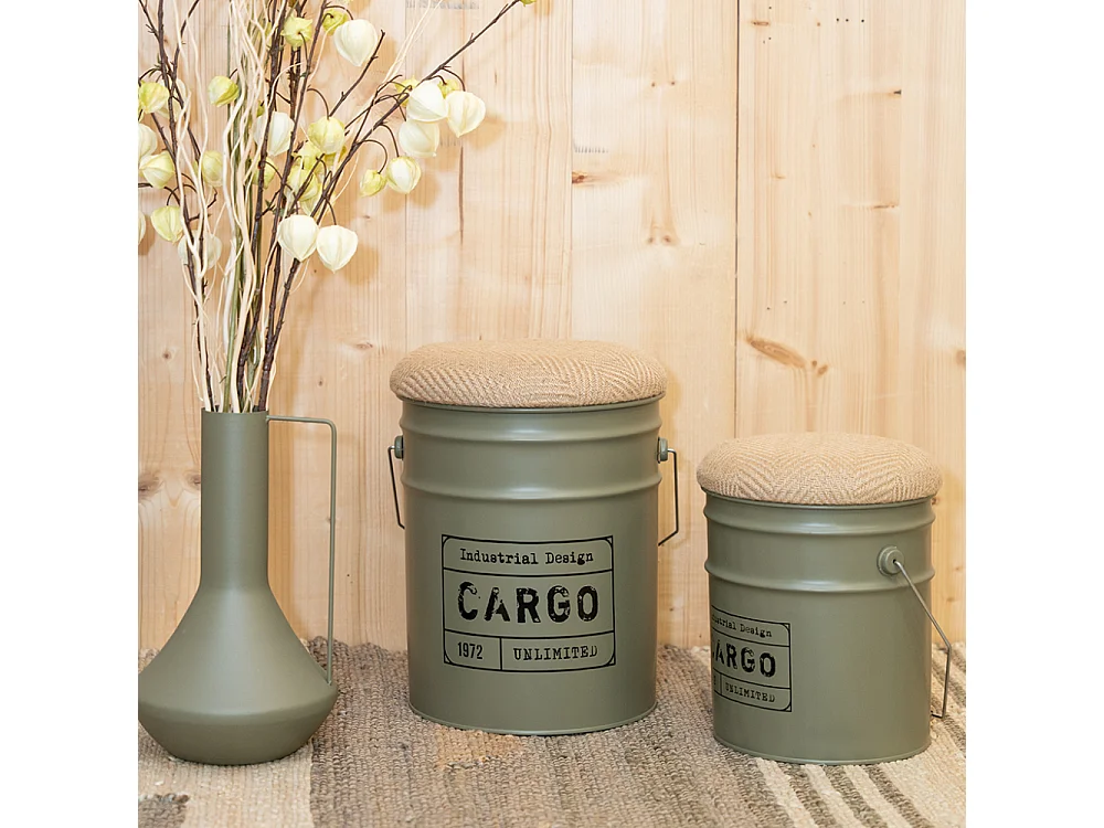 Tabouret/coffre en métal Cargo