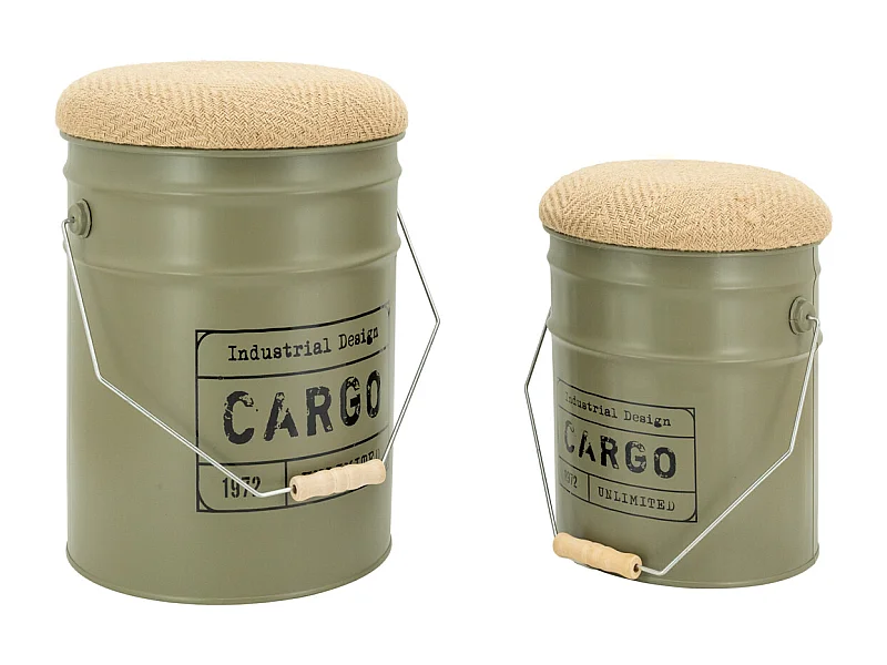 Tabouret/coffre en métal Cargo