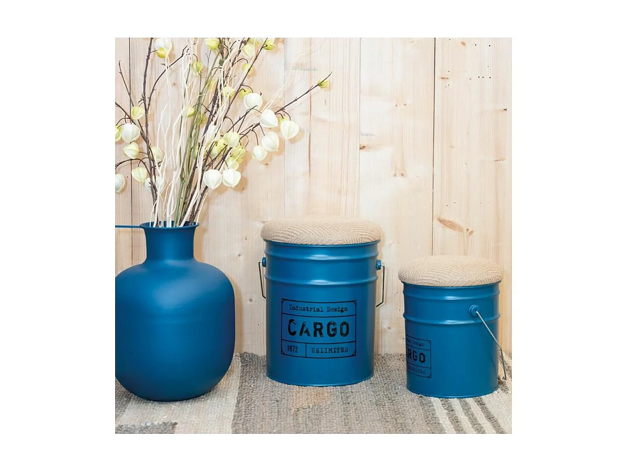 Tabouret/coffre en métal Cargo