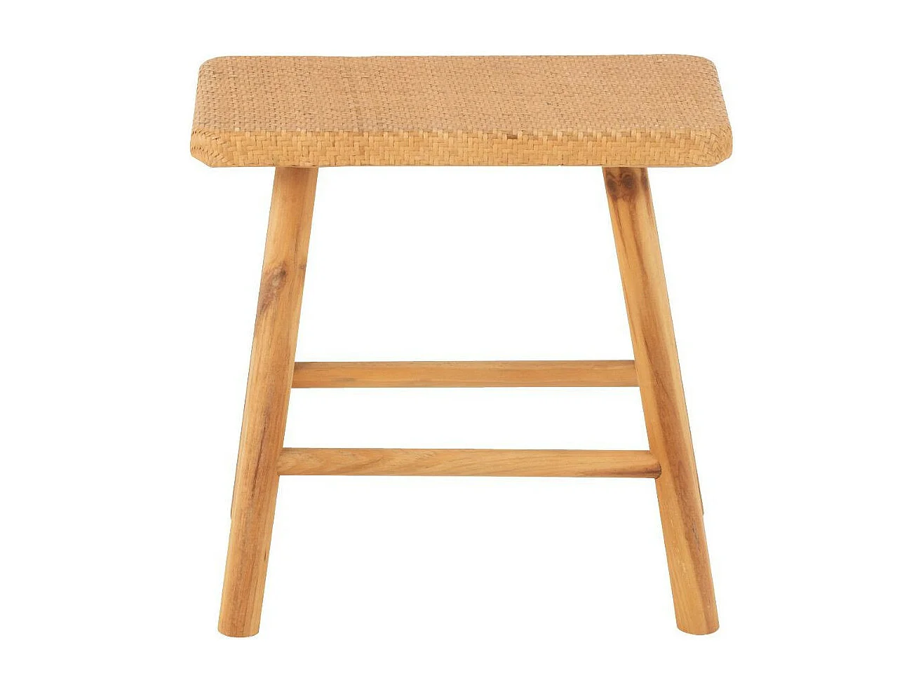 Tabourets en pin et rotin naturel (lot de 2) - LAOS