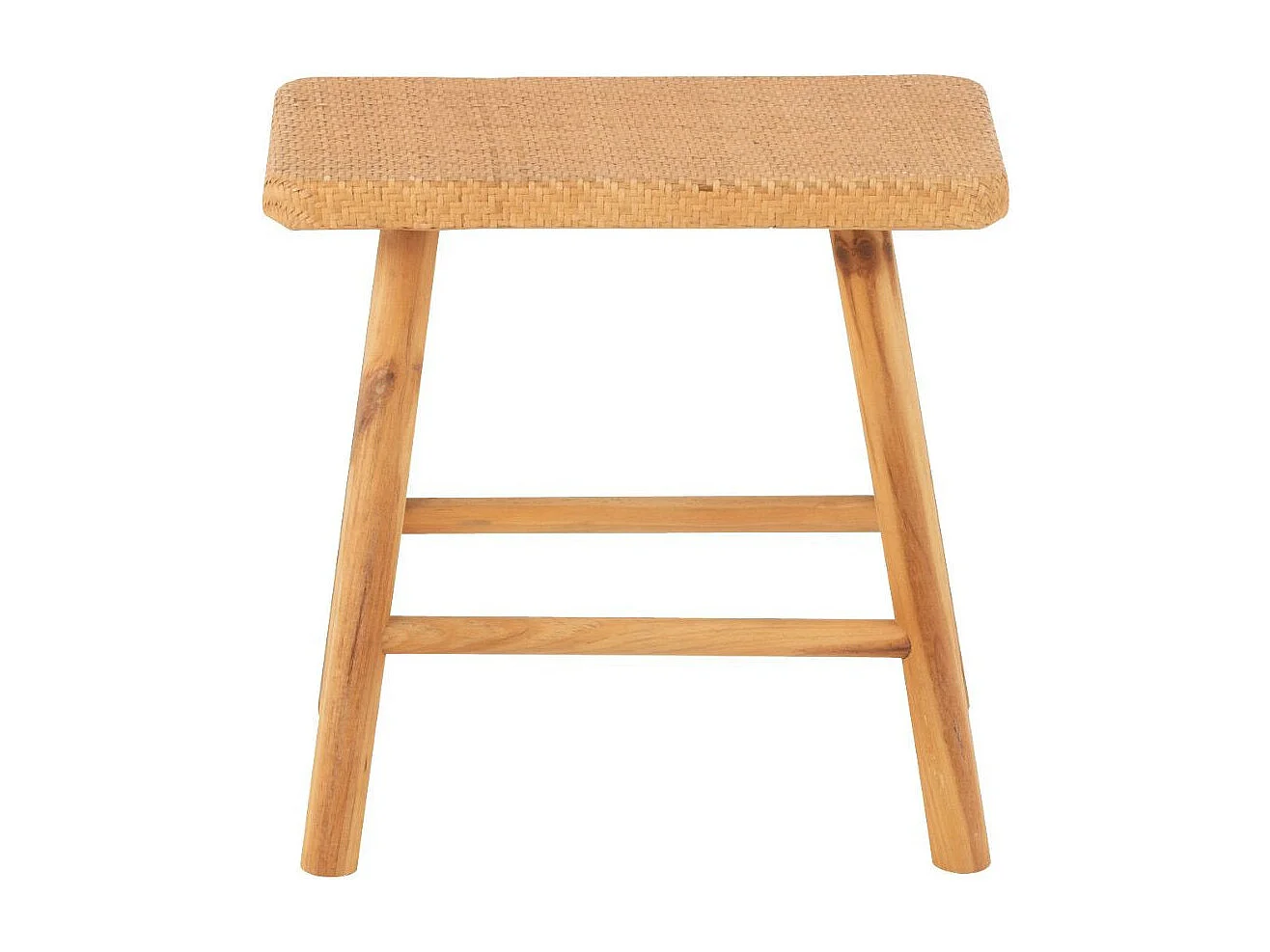 Tabourets en pin et rotin naturel (lot de 2) - LAOS