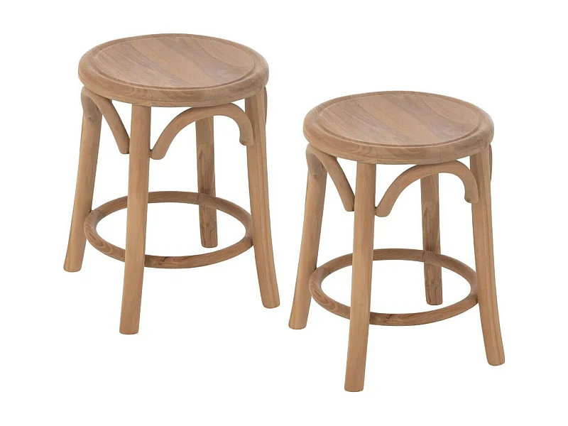 Tabourets rétro en teck naturel (lot de 2) - FRASI
