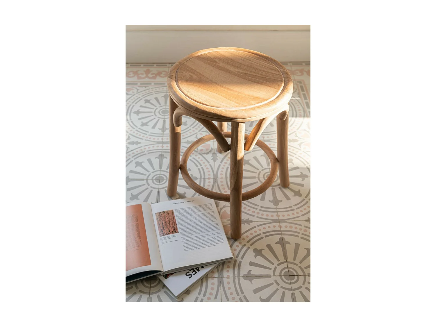 Tabourets rétro en teck naturel (lot de 2) - FRASI