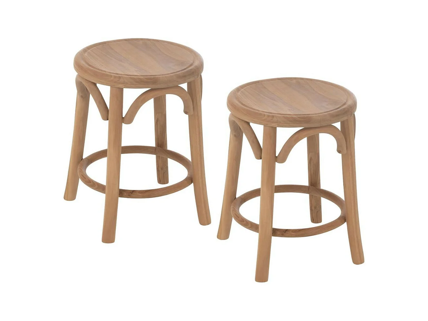 Tabourets rétro en teck naturel (lot de 2) - FRASI