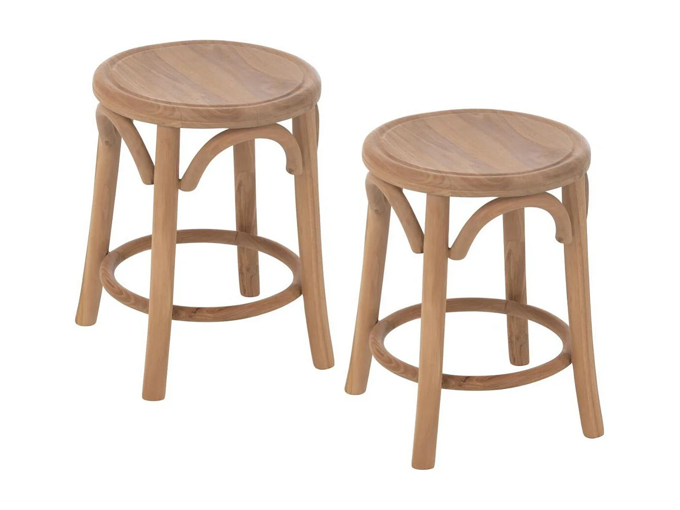 Tabourets rétro en teck naturel (lot de 2) - FRASI