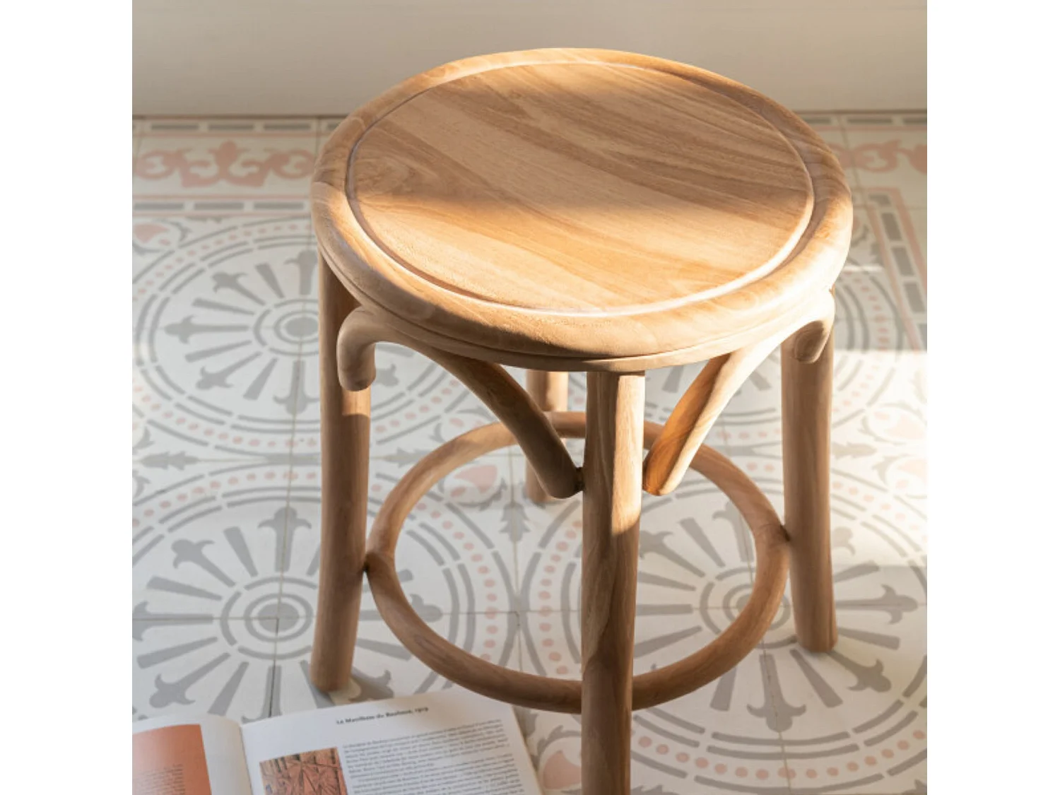 Tabourets rétro en teck naturel (lot de 2) - FRASI