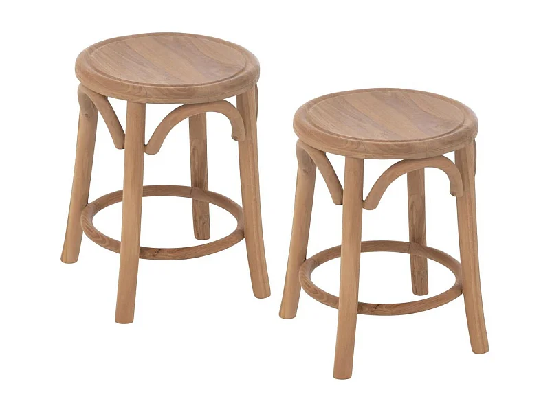 Tabourets rétro en teck naturel (lot de 2) - FRASI