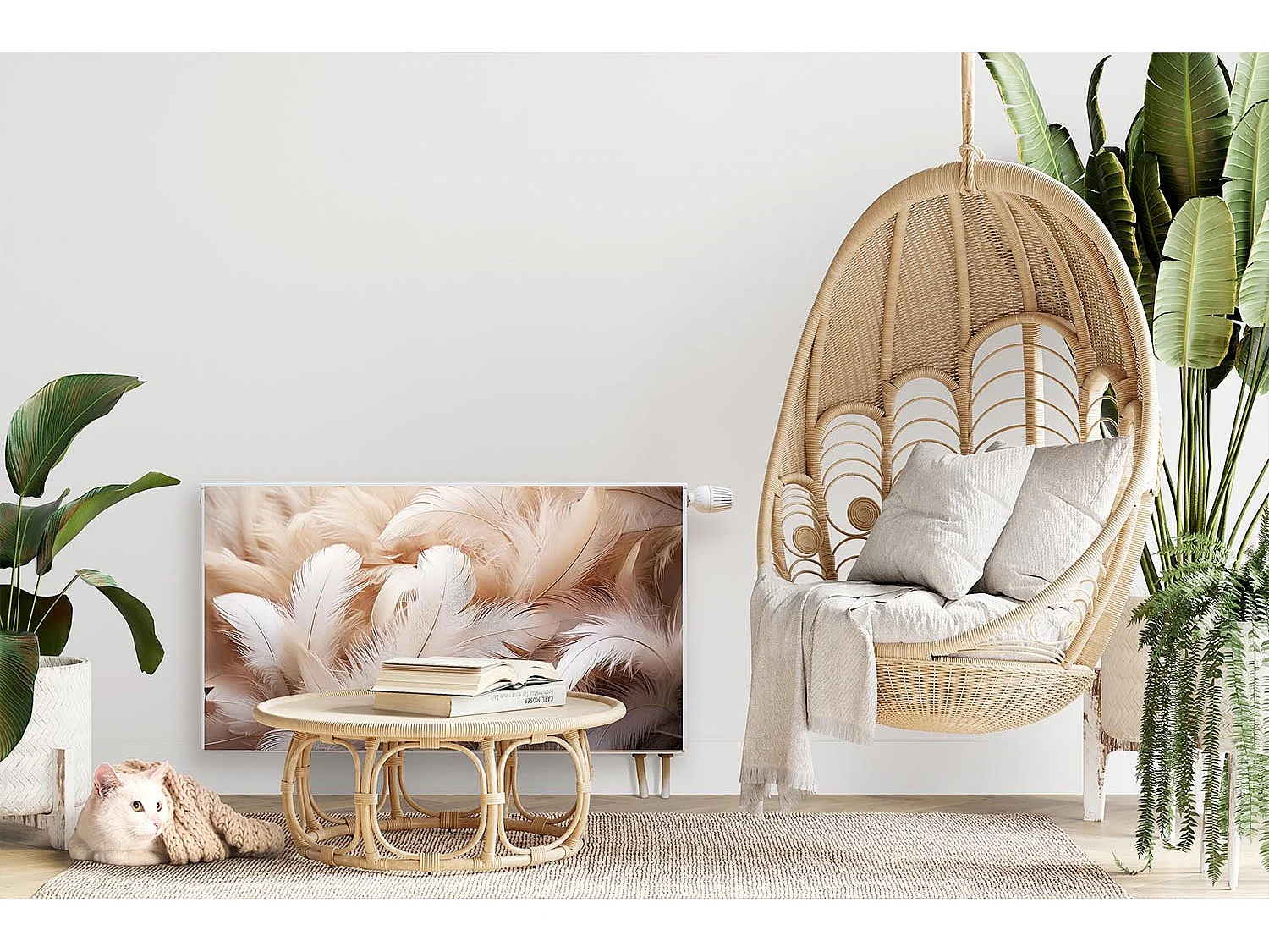 Tapis magnétique pour radiateur - Plumes brillantes - 110x60 cm