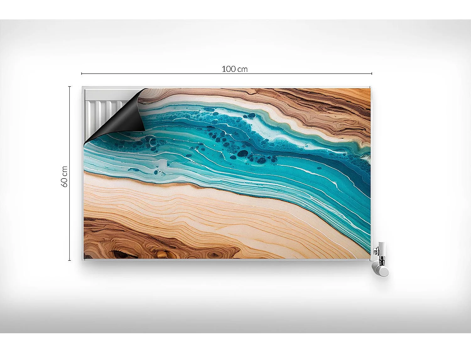 Magnetische Matte für Heizkörper - Blaue Harzoptik - 100x60 cm