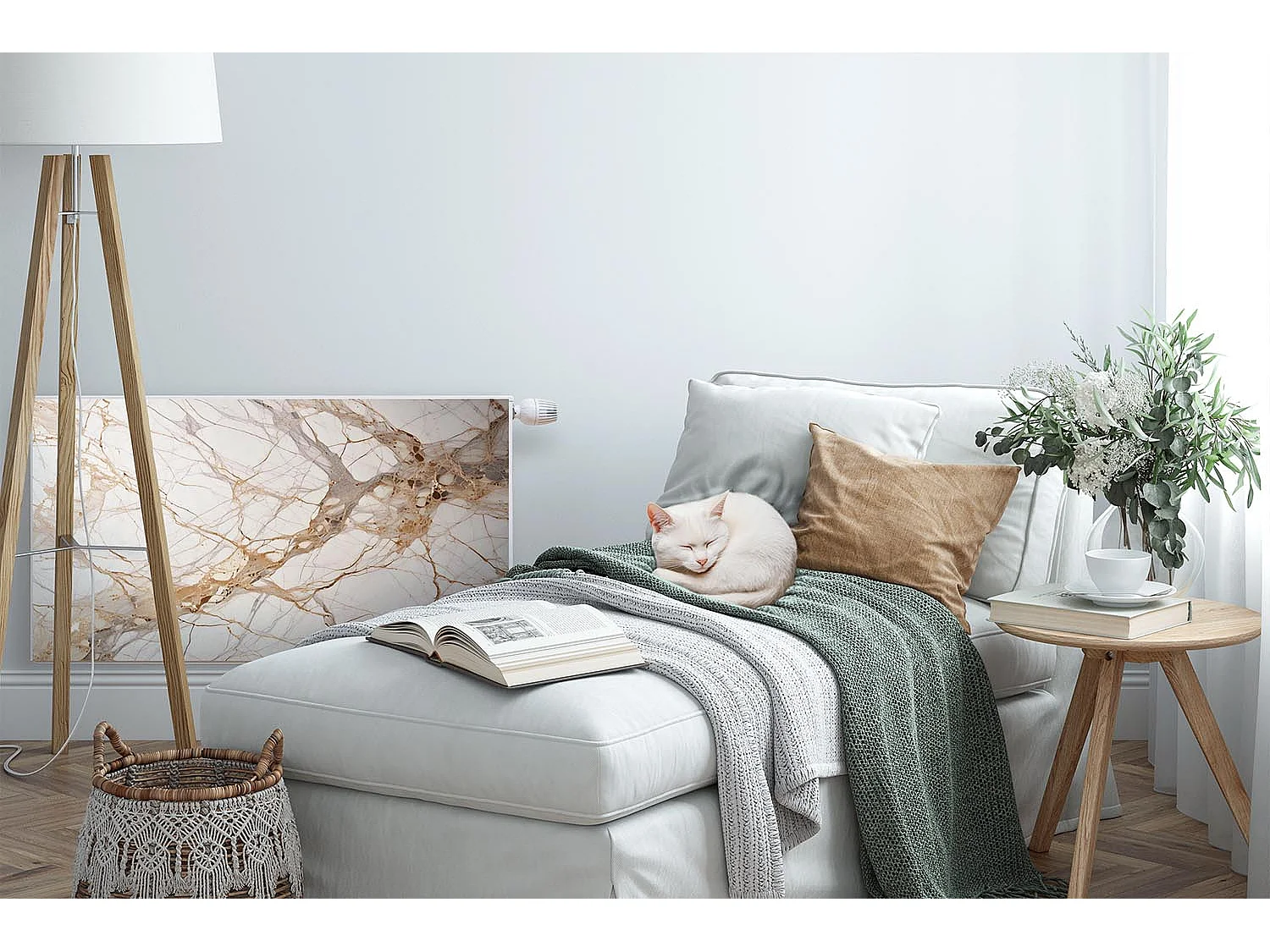 Tapis magnétique pour radiateur - Marbre - 110x60 cm