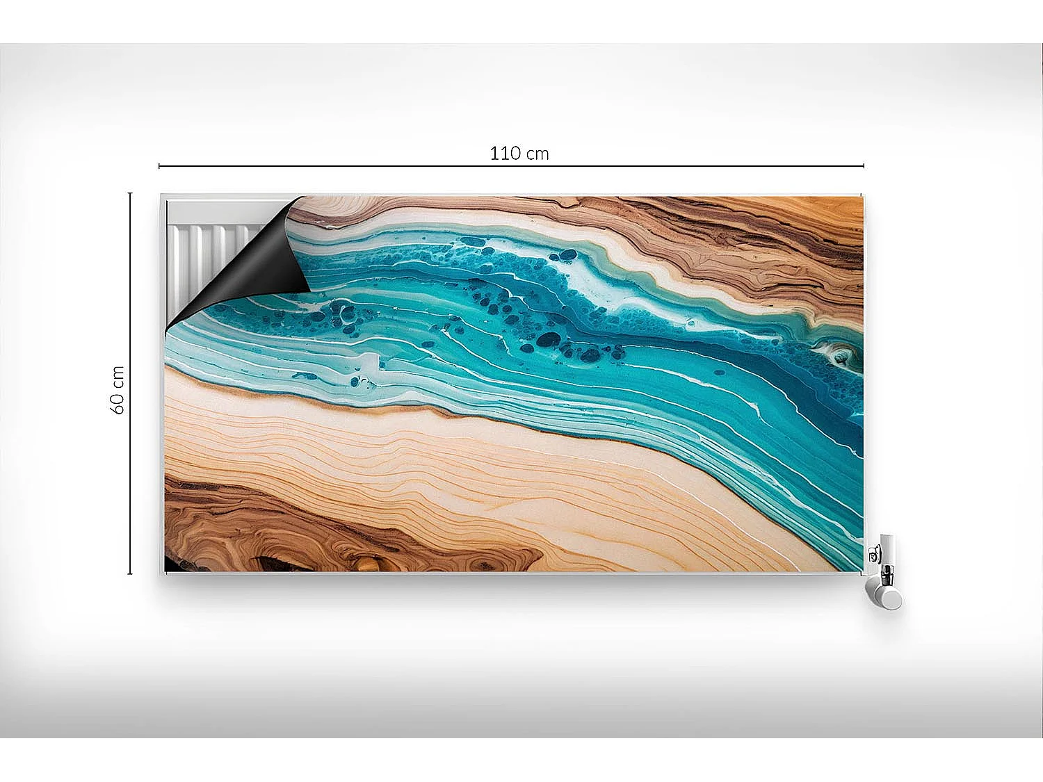 Magnetische Matte für Heizkörper - Blaue Harzoptik - 110x60 cm