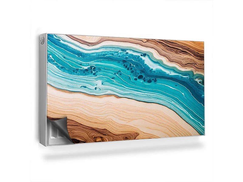 Magnetische Matte für Heizkörper - Blaue Harzoptik - 110x60 cm