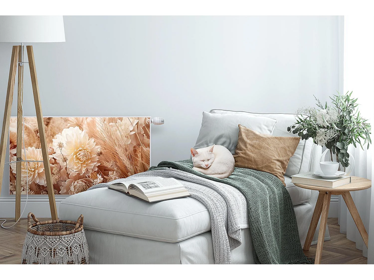 Magnetische mat voor radiator - Boheemse bloemen - 100x60 cm