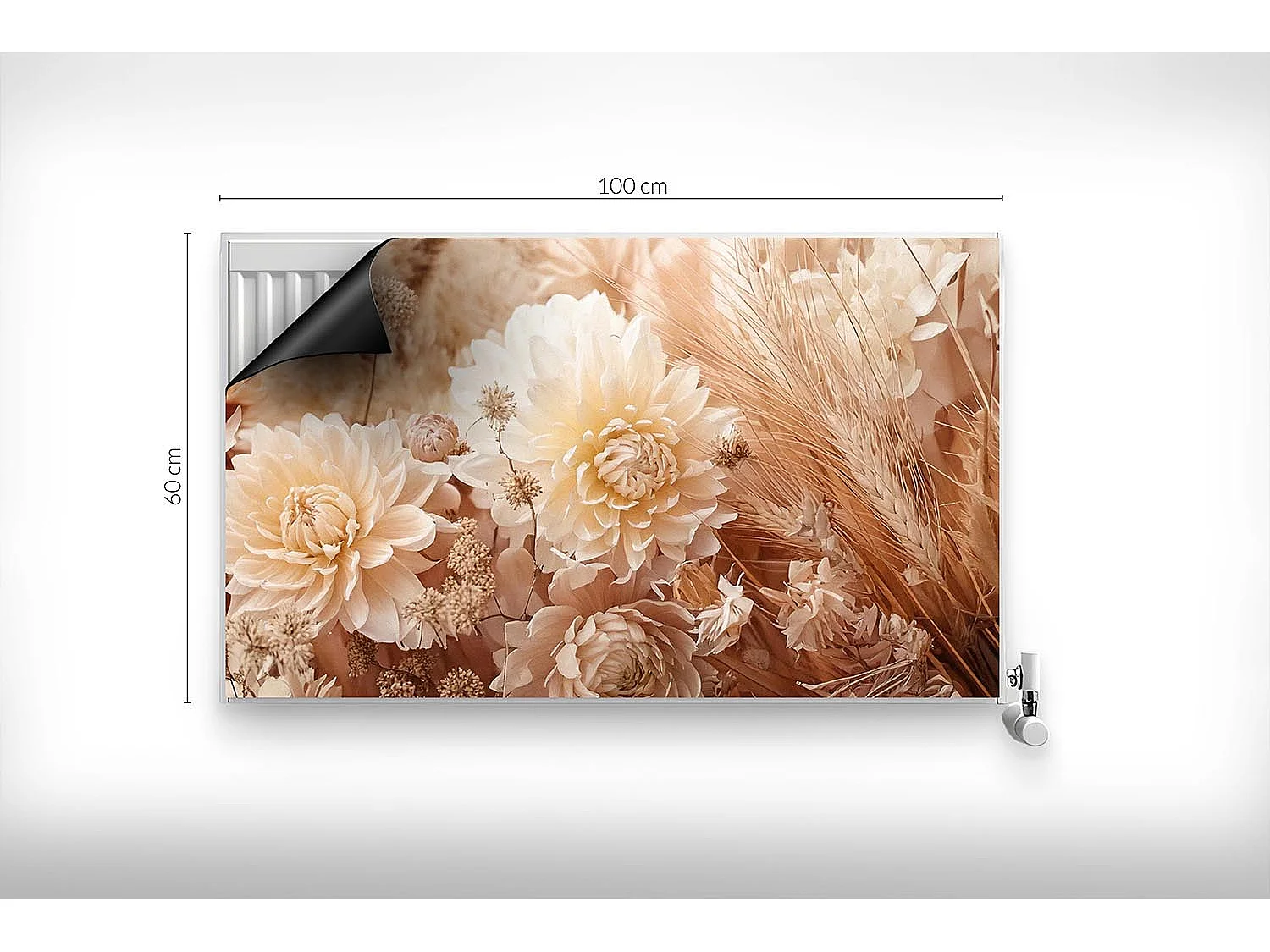 Magnetische mat voor radiator - Boheemse bloemen - 100x60 cm