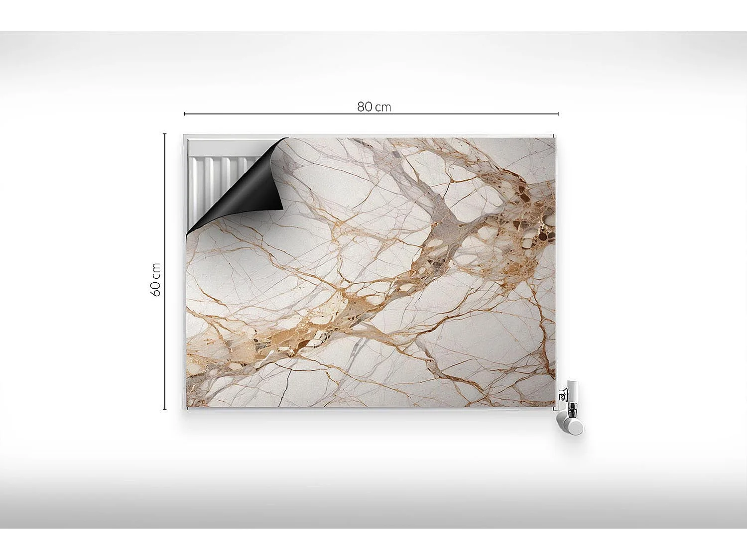 Magnetische mat voor radiator - Marmer - 80x60 cm