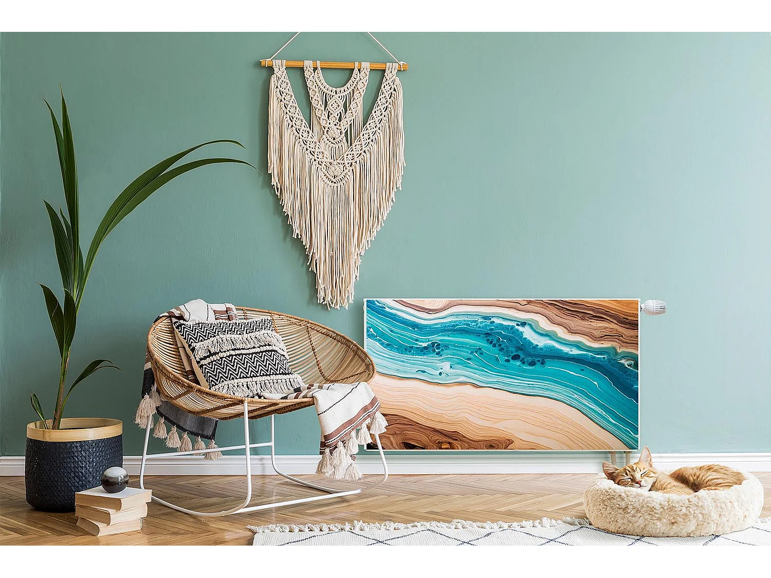 Magnetische mat voor radiator - Blauw hars - 90x60 cm